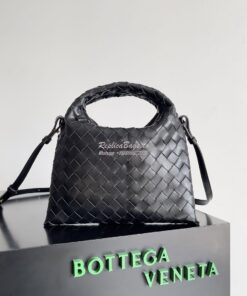 Replica Bottega Veneta BV Mini Hop Intrecciato Leather 777586 Black