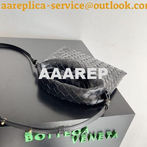 Replica Bottega Veneta BV Mini Hop Intrecciato Leather 777586 Black 2