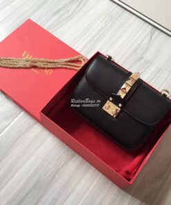 Replica Valentino Garavani Chain Cross Body Bag Black 2