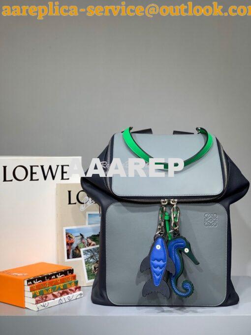 Replica Loewe Goya Backpack in Calfskin 66009 Light Blue/Blue