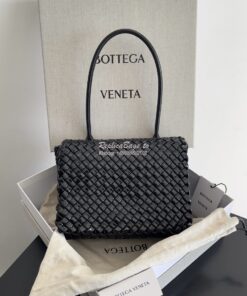 Replica Bottega Veneta BV Patti Top Handle Bag 709420 Black Patent Lea