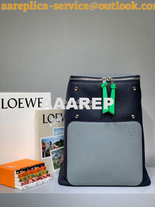 Replica Loewe Goya Backpack in Calfskin 66009 Light Blue/Blue 7