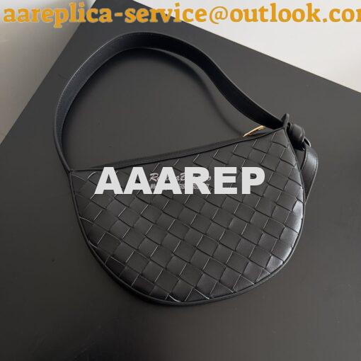 Replica Bottega Veneta BV Mini Sunrise Intrecciato Lambskin 763747 Bla 4