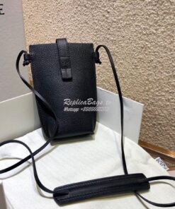 Replica Loewe Small Gate Pocket Bag in Grained Calfskin 16842 Black