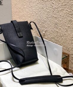 Replica Loewe Small Gate Pocket Bag in Grained Calfskin 16842 Black 2