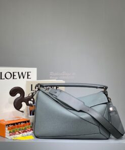 Replica Loewe Puzzle Large Bag in Soft Grained Leather 66003 Ash Blue