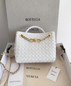 Replica Bottega Veneta BV Small Andiamo With Chain 786008 White Intrec