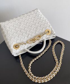 Replica Bottega Veneta BV Small Andiamo With Chain 786008 White Intrec 2