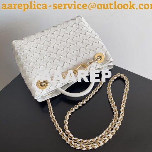 Replica Bottega Veneta BV Small Andiamo With Chain 786008 White Intrec 2