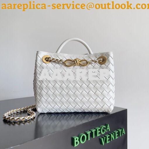 Replica Bottega Veneta BV Small Andiamo With Chain 786008 White Intrec 3