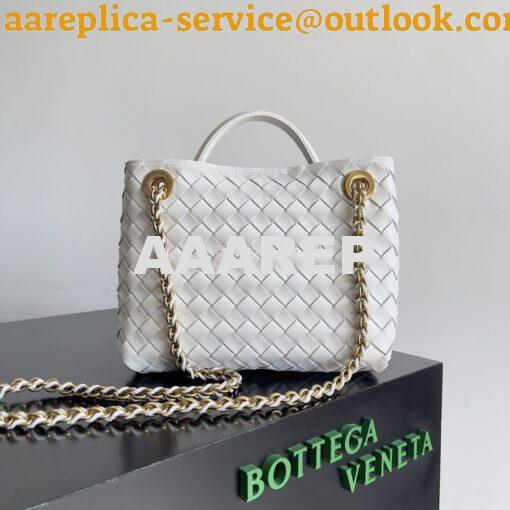 Replica Bottega Veneta BV Small Andiamo With Chain 786008 White Intrec 5