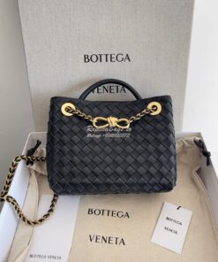 Replica Bottega Veneta BV Small Andiamo With Chain 786008 Black Intrec