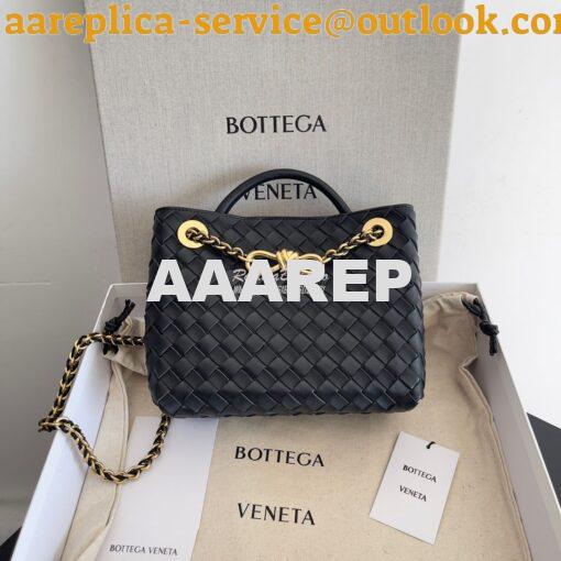 Replica Bottega Veneta BV Small Andiamo With Chain 786008 Black Intrec