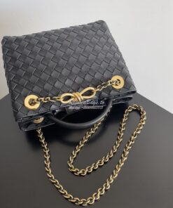 Replica Bottega Veneta BV Small Andiamo With Chain 786008 Black Intrec 2