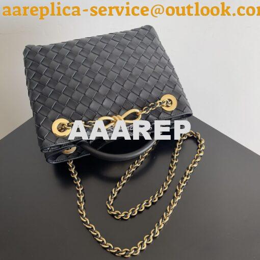 Replica Bottega Veneta BV Small Andiamo With Chain 786008 Black Intrec 2