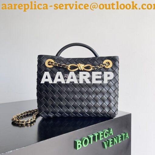 Replica Bottega Veneta BV Small Andiamo With Chain 786008 Black Intrec 3