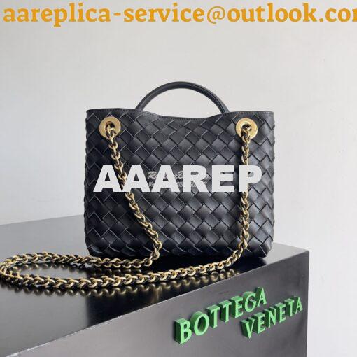 Replica Bottega Veneta BV Small Andiamo With Chain 786008 Black Intrec 4