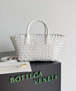 Replica Bottega Veneta BV Mini Cabat 709464 Intreccio Lambskin White