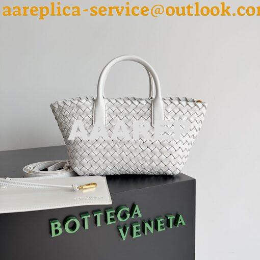 Replica Bottega Veneta BV Mini Cabat 709464 Intreccio Lambskin White