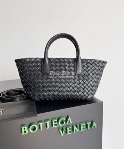 Replica Bottega Veneta BV Mini Cabat 709464 Intreccio Lambskin Black