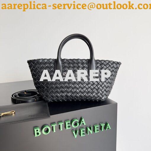 Replica Bottega Veneta BV Mini Cabat 709464 Intreccio Lambskin Black