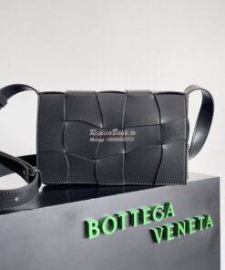 Replica Bottega Veneta BV Cassette Wave Checked Calfskin 755161 Black