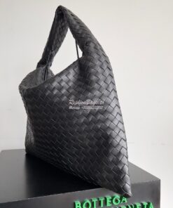 Replica Bottega Veneta BV Large Hop Intrecciato Leather 763970 Black 2