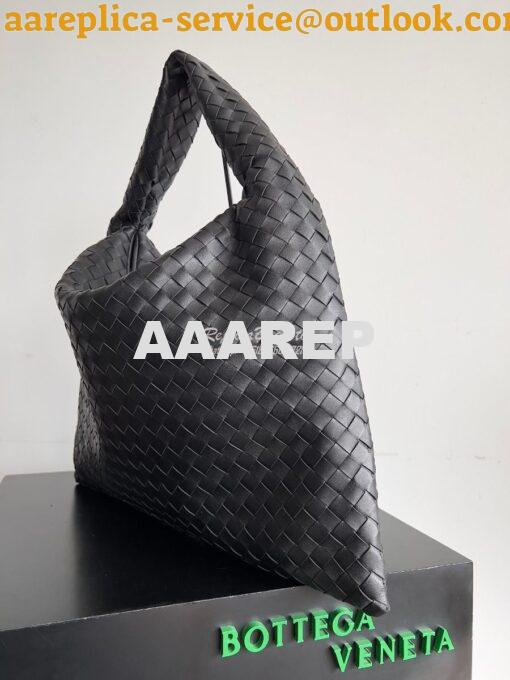 Replica Bottega Veneta BV Large Hop Intrecciato Leather 763970 Black 2