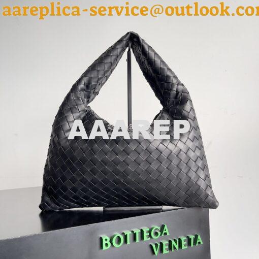 Replica Bottega Veneta BV Small Hop Intrecciato Leather 763966 Black