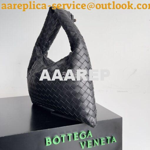 Replica Bottega Veneta BV Small Hop Intrecciato Leather 763966 Black 2