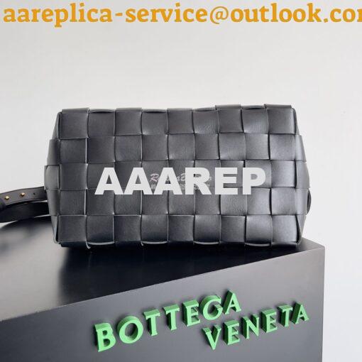 Replica Bottega Veneta BV Cassette Bowling Intrecciato black Leather B 3