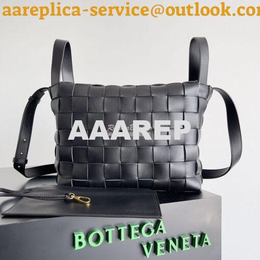 Replica Bottega Veneta BV Cassette Bowling Intrecciato black Leather B 5