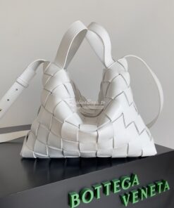 Replica Bottega Veneta BV Cassette Bowling Intrecciato white Leather B