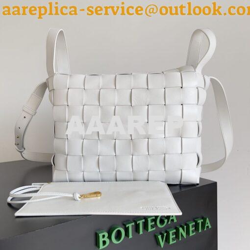 Replica Bottega Veneta BV Cassette Bowling Intrecciato white Leather B 2