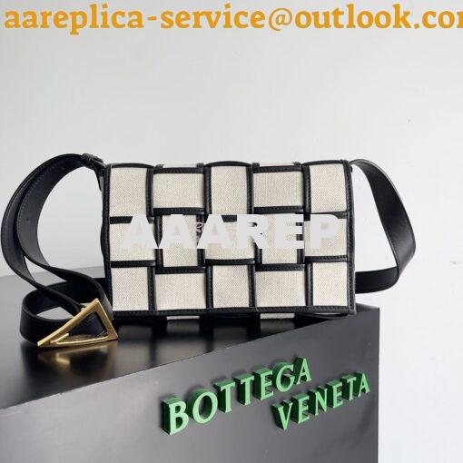 Replica bottega veneta Cassette intreccio canvas mix cross body bag 74 5