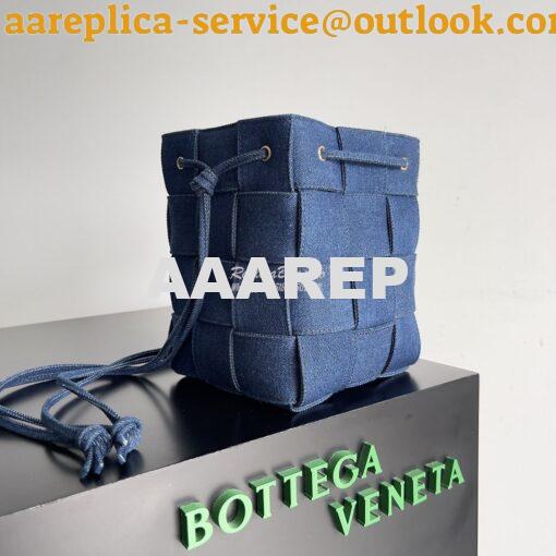 Replica Bottega Veneta BV Blue Small Cassette Denim Cross-Body Bucket 3