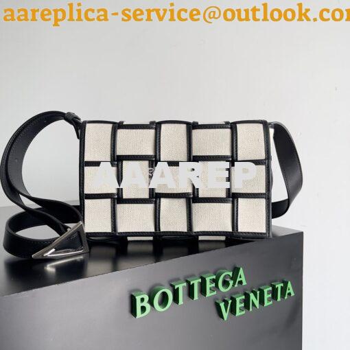 Replica bottega veneta Cassette intreccio canvas mix cross body bag 74 10