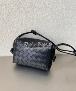 Replica Bottega Veneta BV Loop Mini Intrecciato Lambskin Leather Cross 2