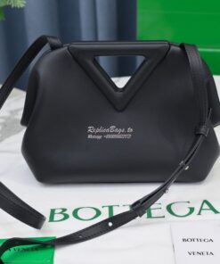 Replica Bottega Veneta BV Point Leather Top Handle Bag 658476 Black 2