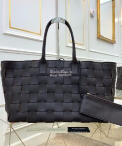 Replica Bottega Veneta BV Medium Tote In Maxi Intreccio 576828 Dark Br