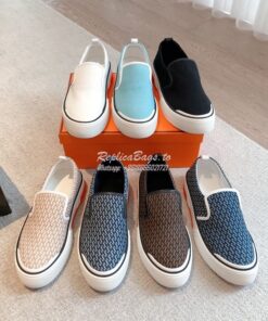 Replica Hermes Men Gliss Sneaker "H en Biais" denim And Calfskin H2317