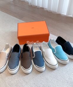 Replica Hermes Men Gliss Sneaker "H en Biais" denim And Calfskin H2317 2