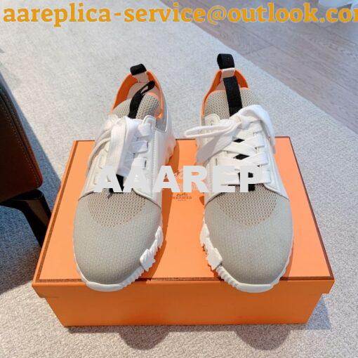 Replica Hermes Men Female Depart Sneaker Knit And Calfskin H212918Z ii 36