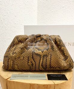 Replica Bottega Veneta BV Python Leather The Pouch Large Clutch Gold