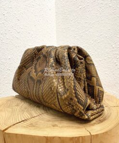 Replica Bottega Veneta BV Python Leather The Pouch Large Clutch Gold 2