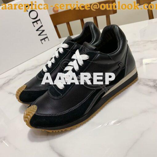 Replica Loewe Flow Runner in Suede L815282 Black Leather