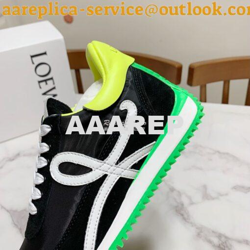 Replica Loewe Flow Runner In Nylon And Suede L815282 Black-Neon Green 5