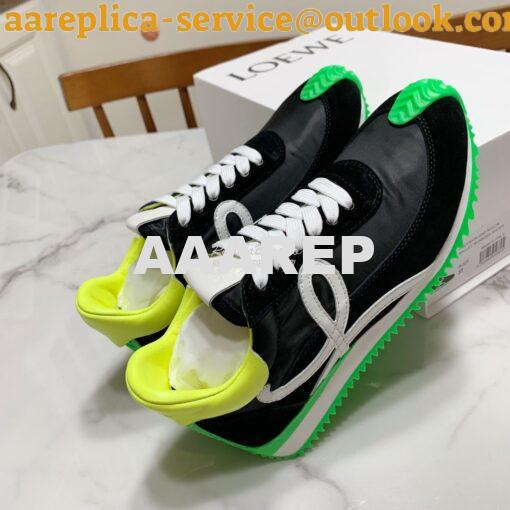 Replica Loewe Flow Runner In Nylon And Suede L815282 Black-Neon Green 6