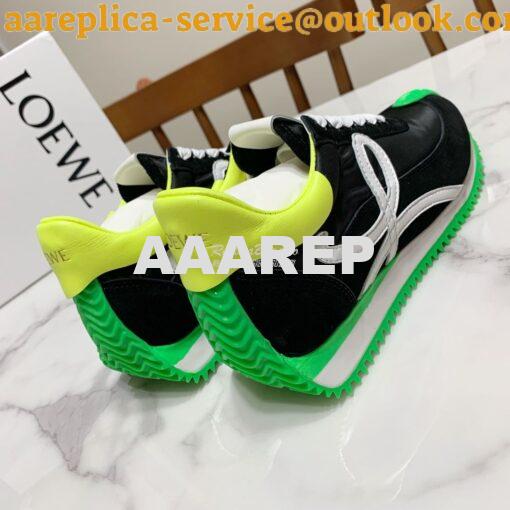 Replica Loewe Flow Runner In Nylon And Suede L815282 Black-Neon Green 7