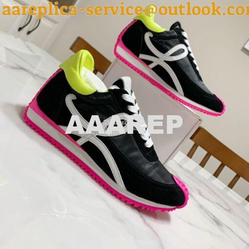 Replica Loewe Flow Runner In Nylon And Suede L815282 Black-Neon Pink 5